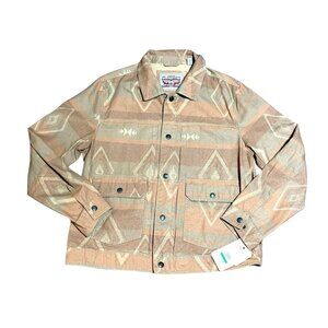 Levis Aztec Print Cotton Trucker Jacket Large Beige/Brown/Sage NWT